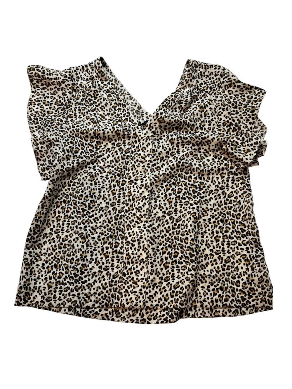 Santuary Women’s Leopard Print V-Neck Flutter Sleeve Women's Top Sz S